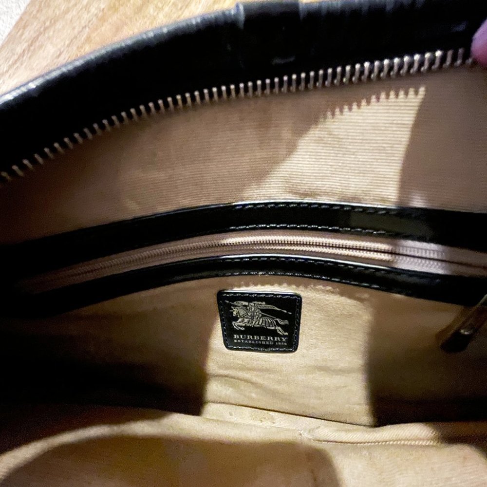 BURBERRY Black & Beige Nova Check Coated Canvas Hobo - Picture 5 of 7